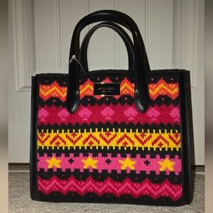 kate spade Multicolor Woven Tote with Black Trim